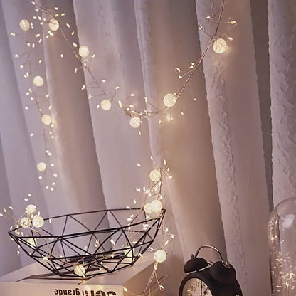 6M Crackle Ball Fairy Lights –  Artisan-Inspired Warm LED String for Dreamy Bedroom & Cozy Decor
